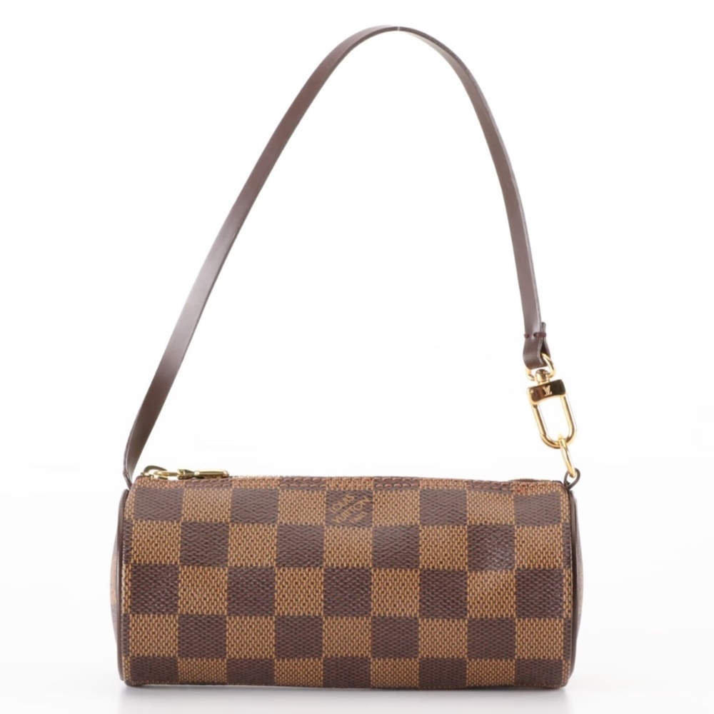 Louis Vuittons Papillon Pochette in Damier Ebene Canvas and Brown Leather